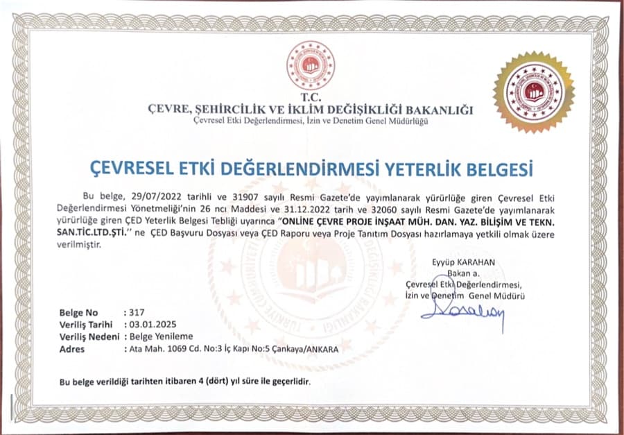 ÇED Belgesi 2025 önizlemesi